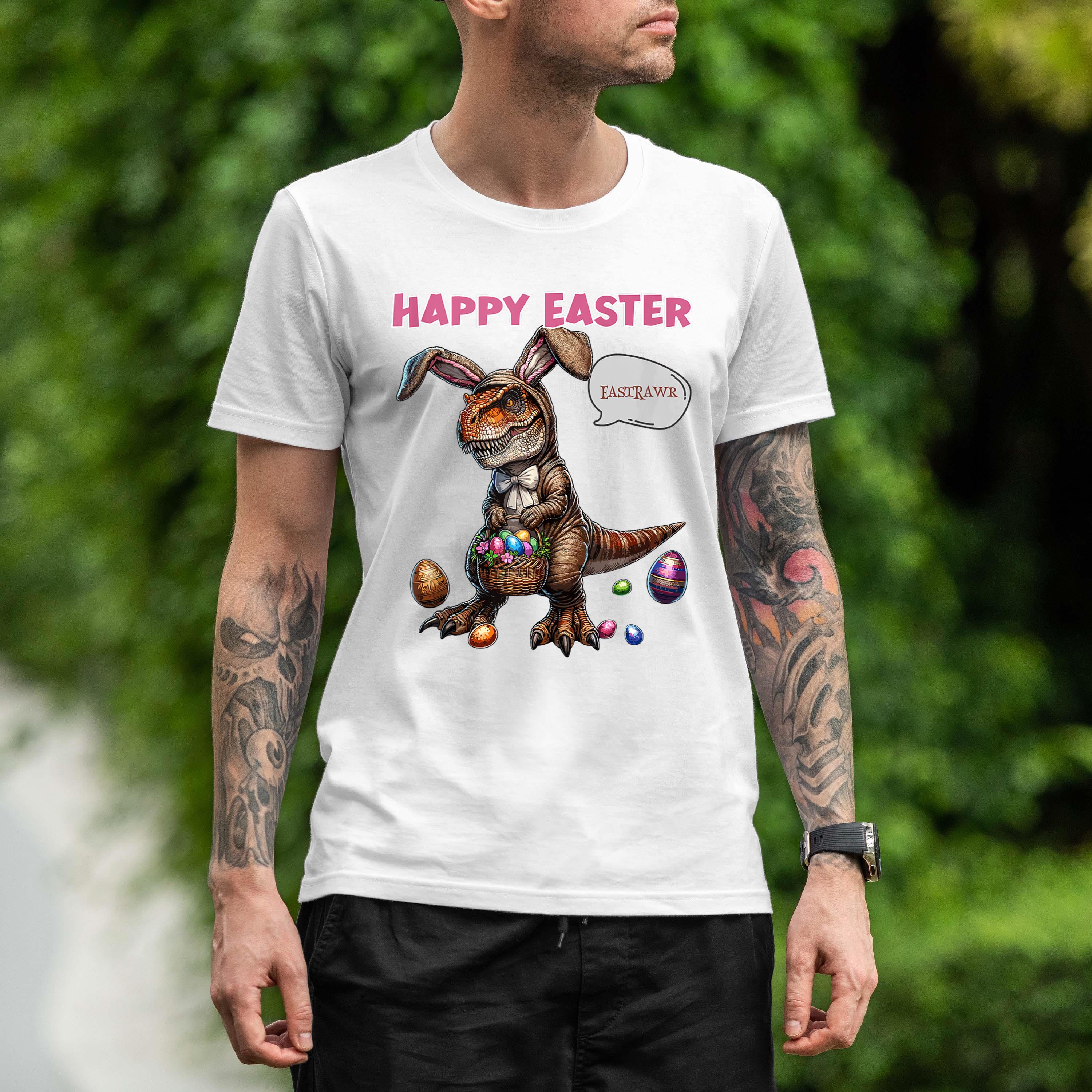 Happy Eastrawr T Rex Dinosaur Easter Bunny Egg Cos Shirt 